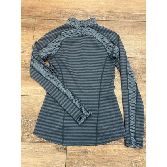 The North Face Duomix 1/4 Zip Blue Gray Stripe Size Small Athletic Workout Top - Picture 4 of 9